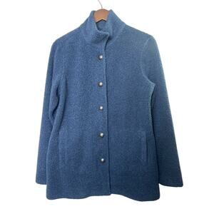 Susan Graver Weekend Knit Boucle Button-Front Jacket Vintage Indigo Sz XXS New
